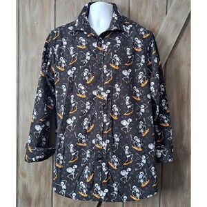 Halloween Button Up Men's XL Black Simon Banks Skeleton Skateboard Costume Party